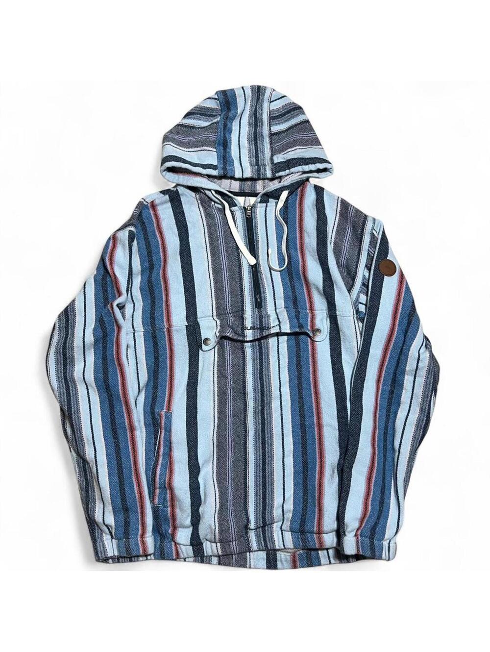 Blue Quiksilver Half Zip Striped Hoodie